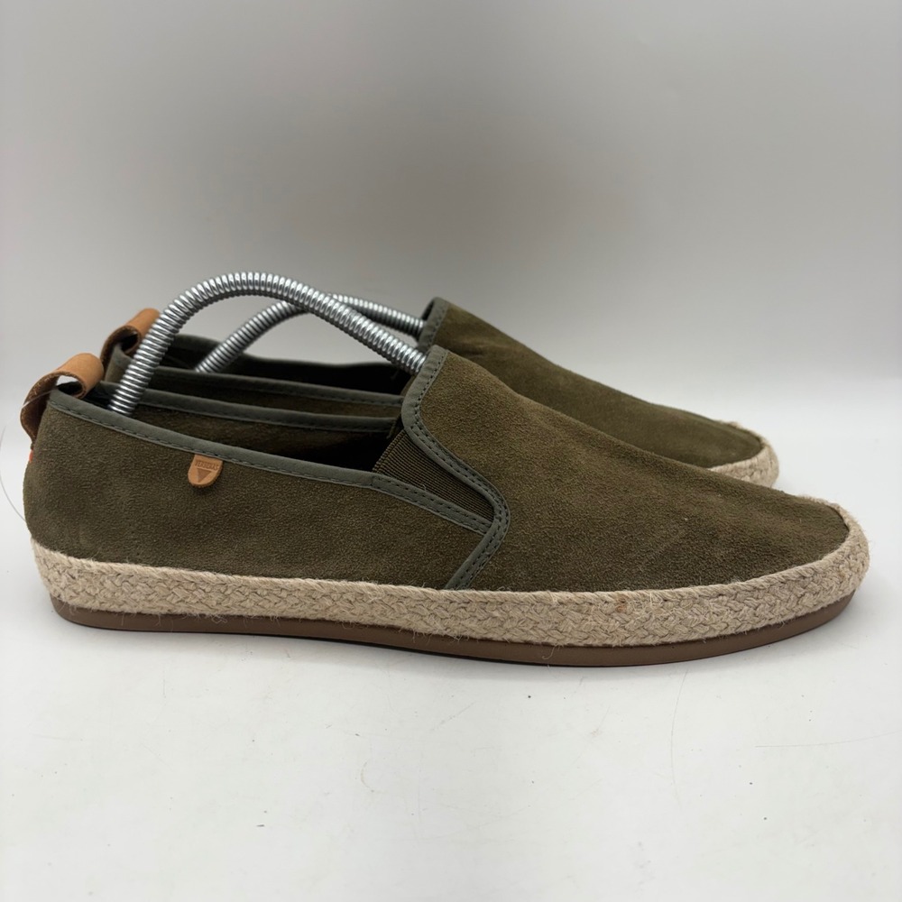 Verbenas Mens Olive Green Suede Espadrille Loafers Made in Spain Size 45 US 12